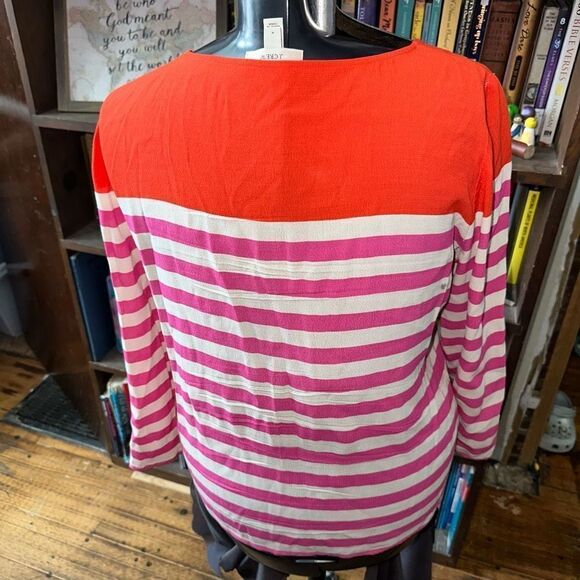 J Crew pink striped preppy 8 nautical long sleeve shirt - Picture 2 of 4